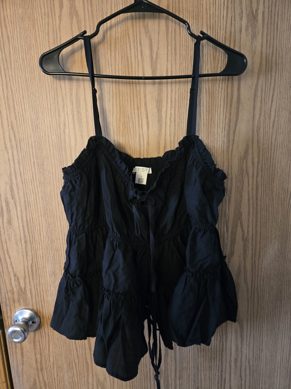torrid Black Ruffle Tiered Spaghetti Strap Tank Top